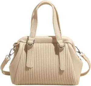Trendy Vegan Leather Shoulder Crossbody Bag for Women Small Y2k Pleated Handbags Clutch Purse Top Handle Satchels