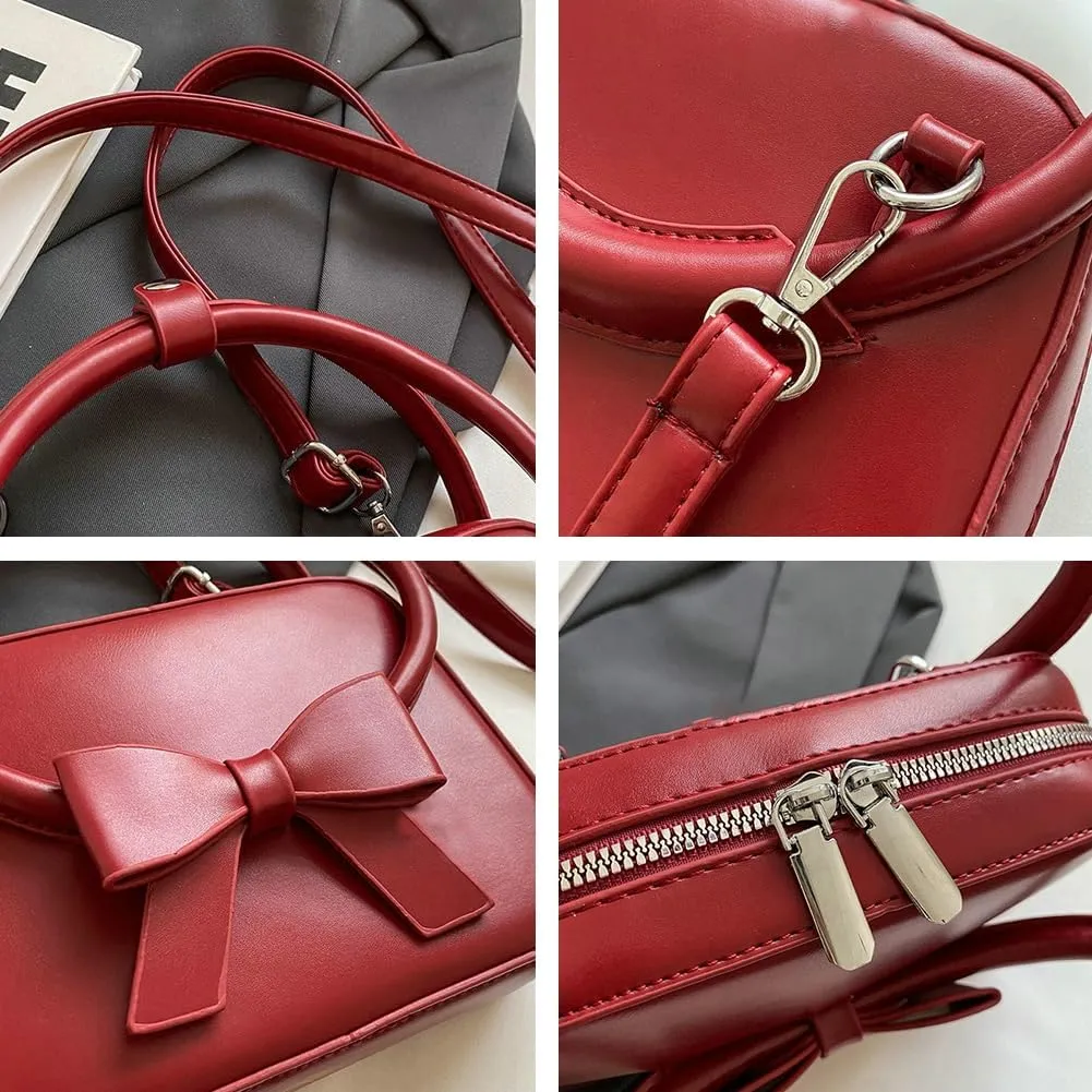 Trendy Vegan Leather Shoulder Crossbody Bag for Women Small Y2k Tote Purse Cute Handbags Top Handle Satchels
