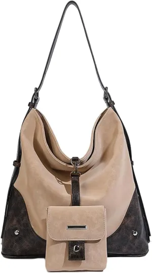 Trendy Vegan Leather Tote Bags for Women Y2k Large Working Handbags Shoulder Crossbody Purses Satchels 2pcs