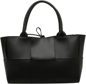 Trendy Woven Handbags for Women Large Vegan Leather Totes Bag Casual Working Shoulder Purse Top Handle Satchel