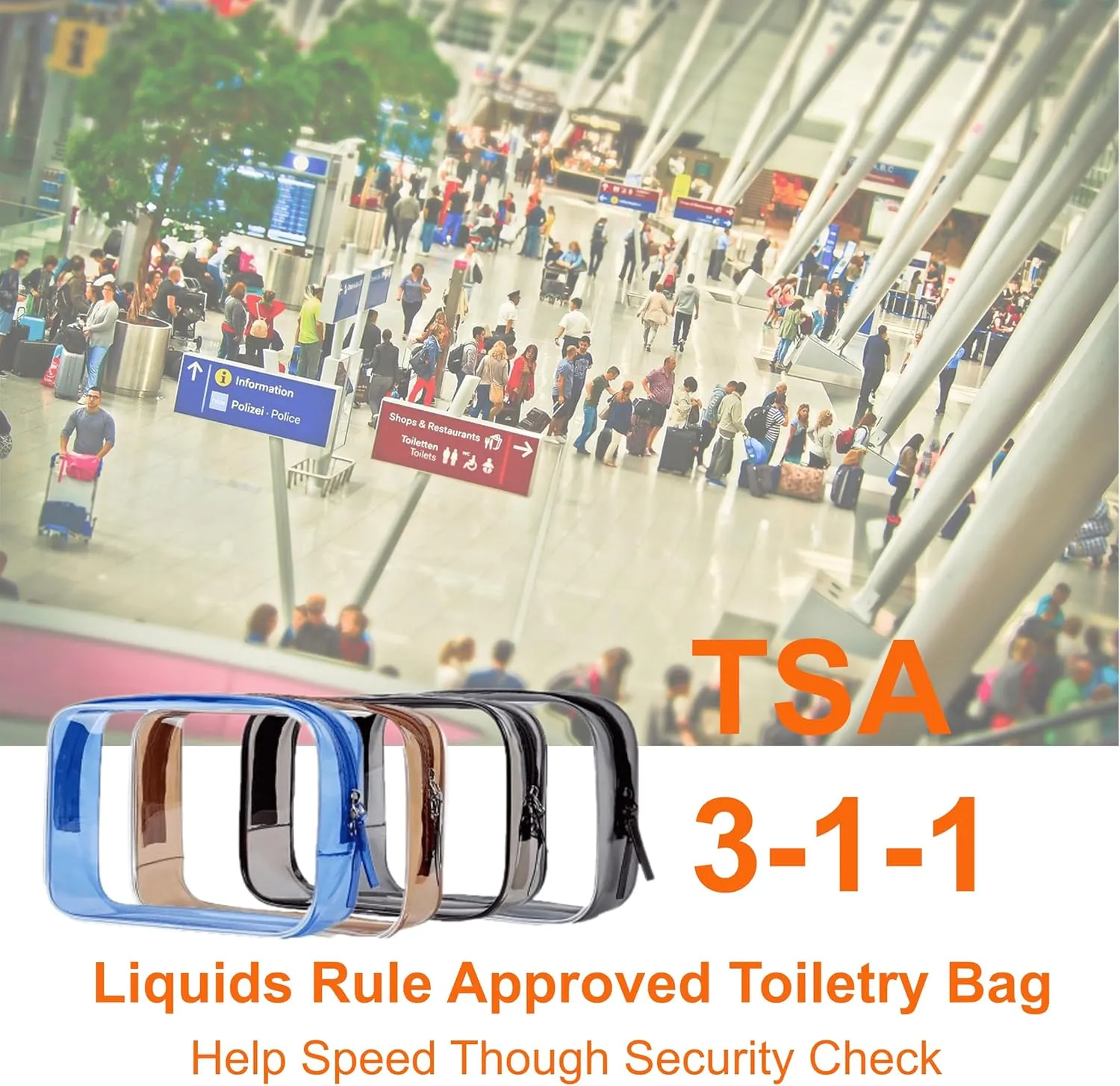TSA Clear Toiletry Bags - 4 Pack Clear Travel Bags for Makeup & Toiletries, Small Multicolor Cosmetic Bags with Zipper (B-Color Series)