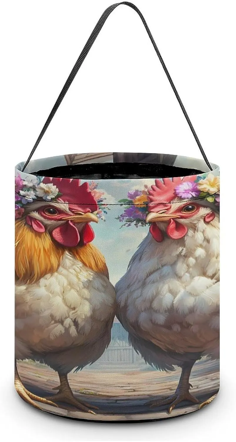 Two Chicken Hen Halloween Candy Bag Candy Tote Bucket Gift Bags Party Supplies for Women Men