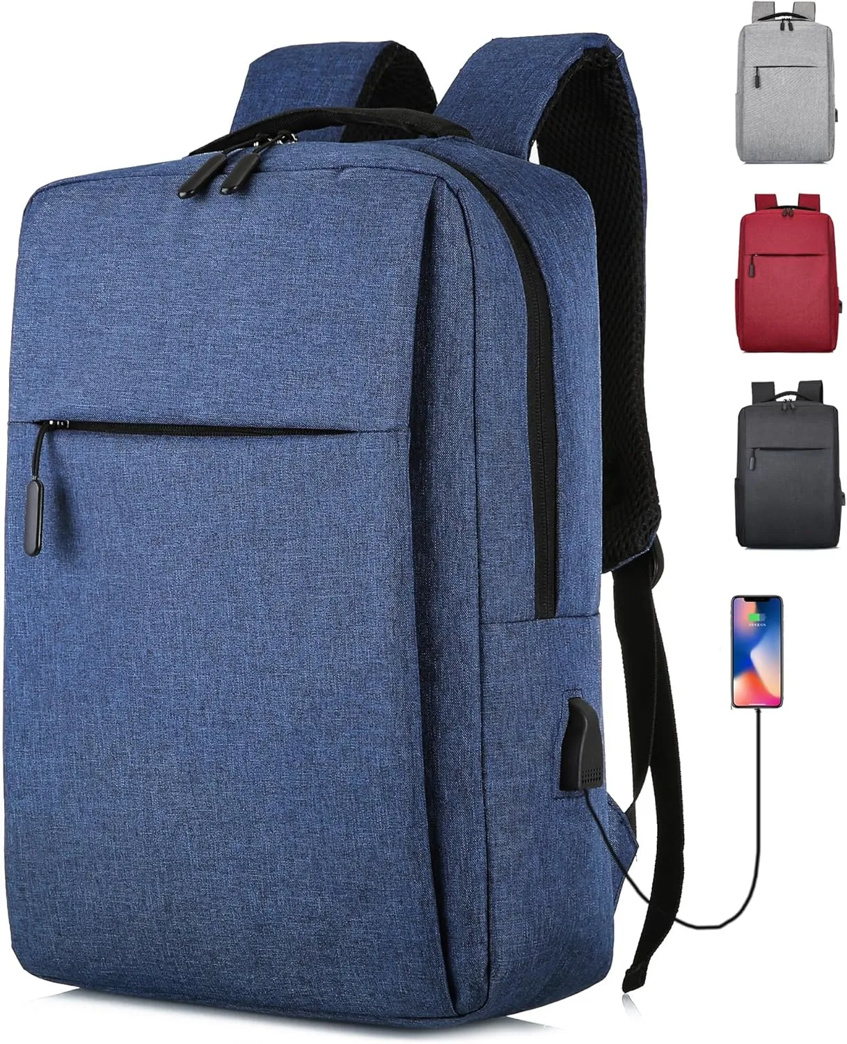 Unisex Premium Travel Laptop Backpack with USB Charging Port, Water-Resistant Carry-On Backpack for Men & Women - Fits 15.6 Laptops, Airplane Approved, Work & College Essentials. (blue)