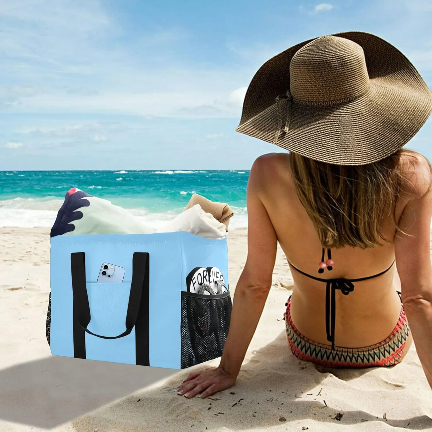 Utility Bags And Totes Foldable Large Beach Bag With Compartments with Handles Car Tote