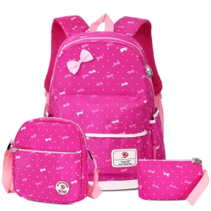 Vbiger 3-in-1 School Bag Waterproof Nylon Shoulder Daypack Polka Dot Bookbags