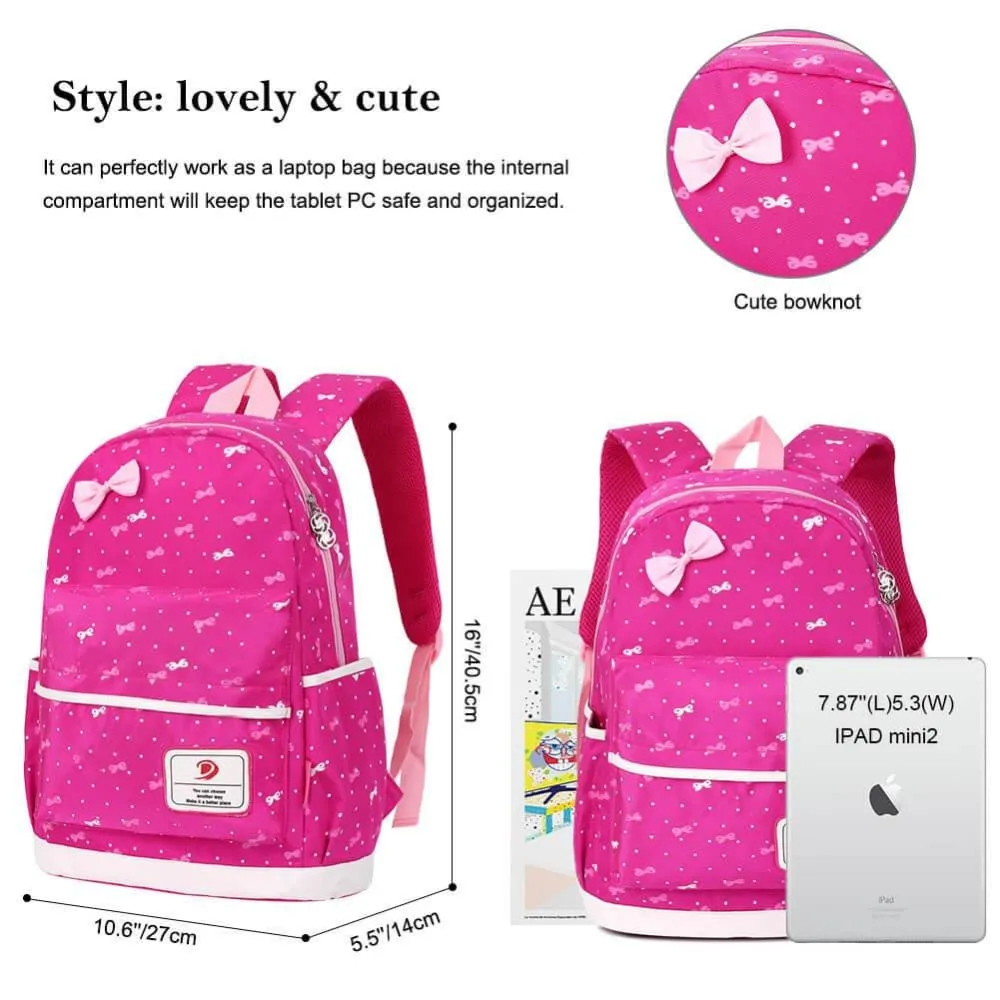 Vbiger 3-in-1 School Bag Waterproof Nylon Shoulder Daypack Polka Dot Bookbags