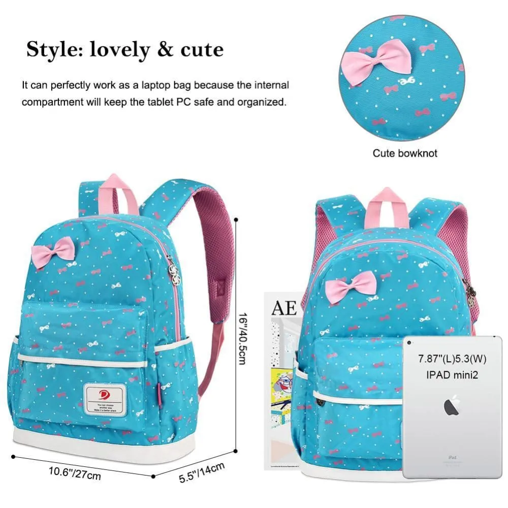 Vbiger 3-in-1 School Bag Waterproof Nylon Shoulder Daypack Polka Dot Bookbags