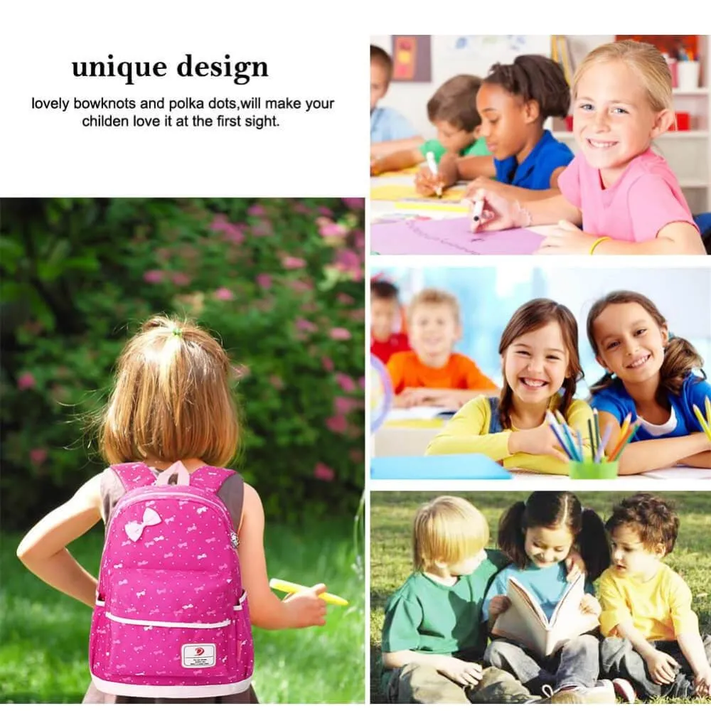 Vbiger 3-in-1 School Bag Waterproof Nylon Shoulder Daypack Polka Dot Bookbags