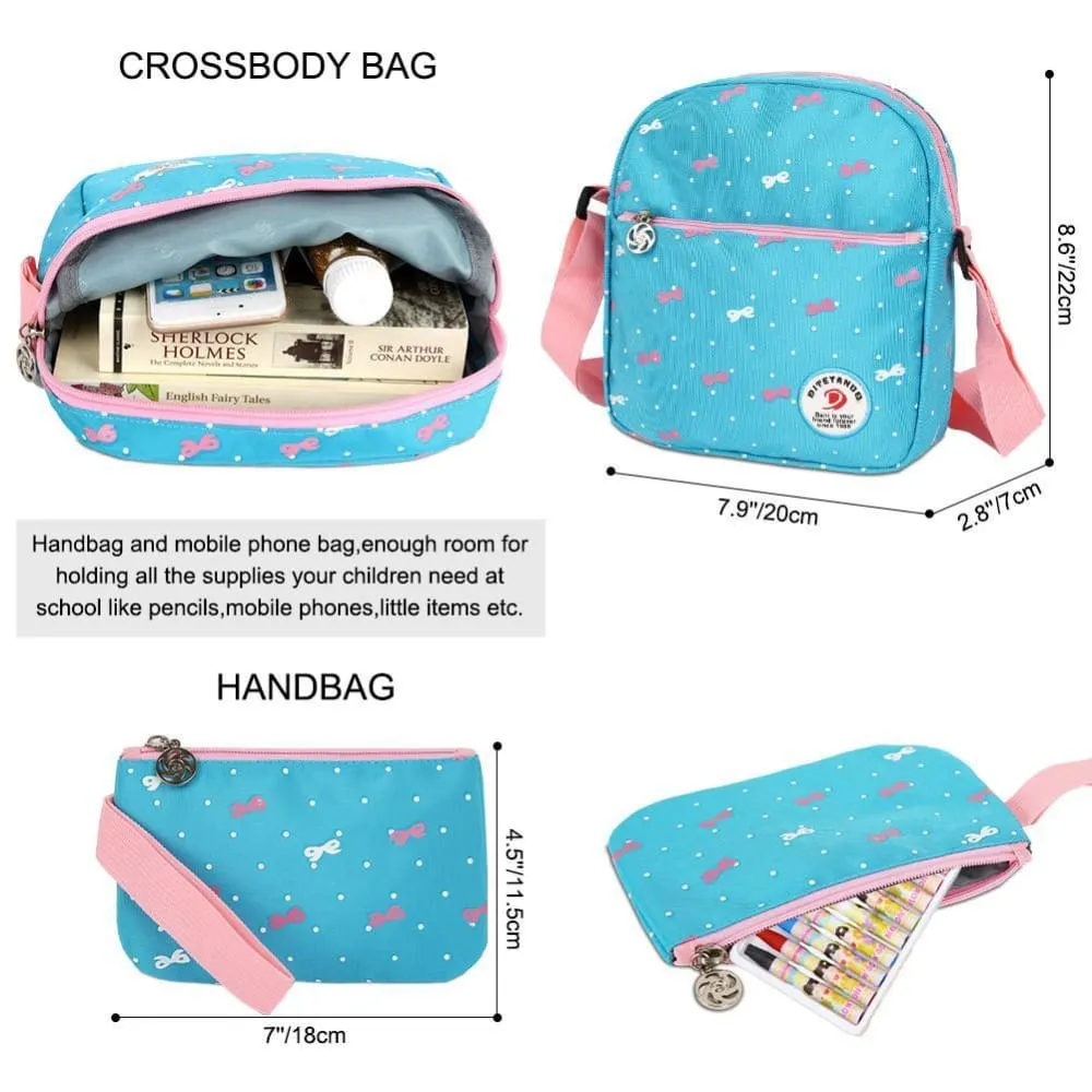 Vbiger 3-in-1 School Bag Waterproof Nylon Shoulder Daypack Polka Dot Bookbags