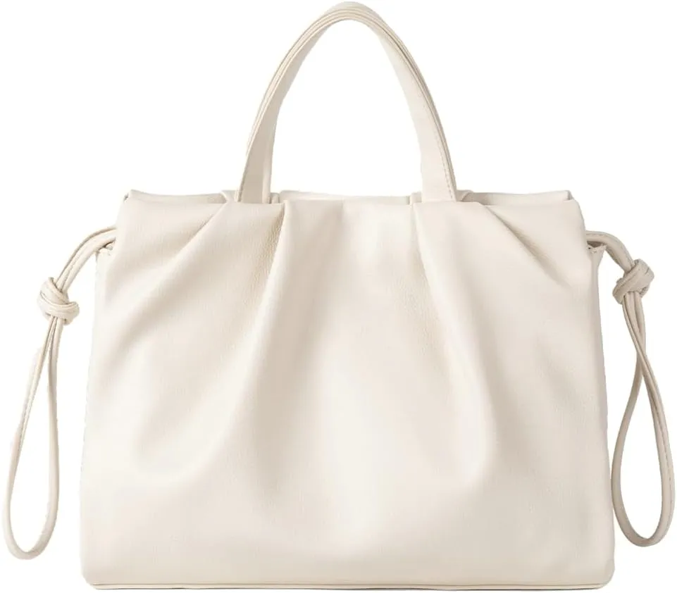 Vegan Leather Crossbody Bag for Women Cute Cloud Shoulder Tote Purse Large Pleated Top Handle Handbag Satchels