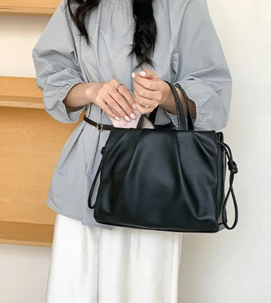 Vegan Leather Crossbody Bag for Women Cute Cloud Shoulder Tote Purse Large Pleated Top Handle Handbag Satchels