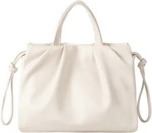 Vegan Leather Crossbody Bag for Women Cute Cloud Shoulder Tote Purse Large Pleated Top Handle Handbag Satchels