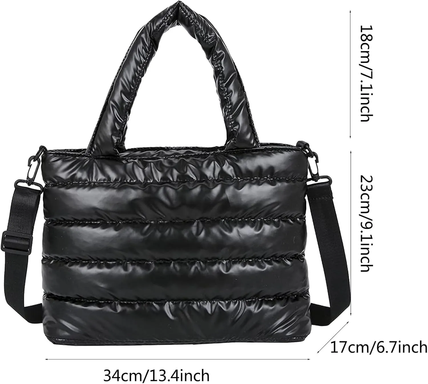Vintage Handbag Tote Bag For Women Quilted Handbag Lightweight Winter Down Cotton Padded Shoulder Bag Down