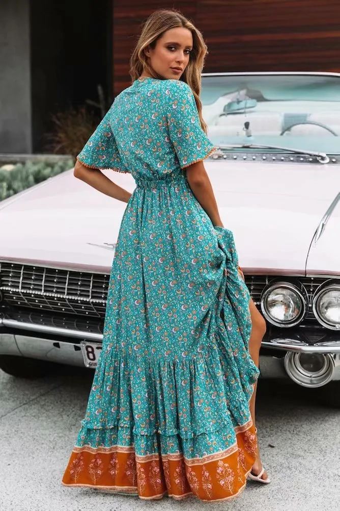 Vintage  Multi Print Maxi Dress