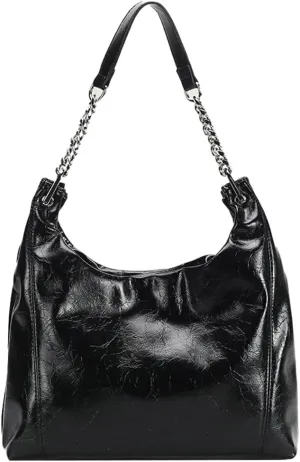 Vintage Vegan Leather Shoulder Bag for Women Large Tote Purses Ladies Work Handbags Chain Top Handle Satchels