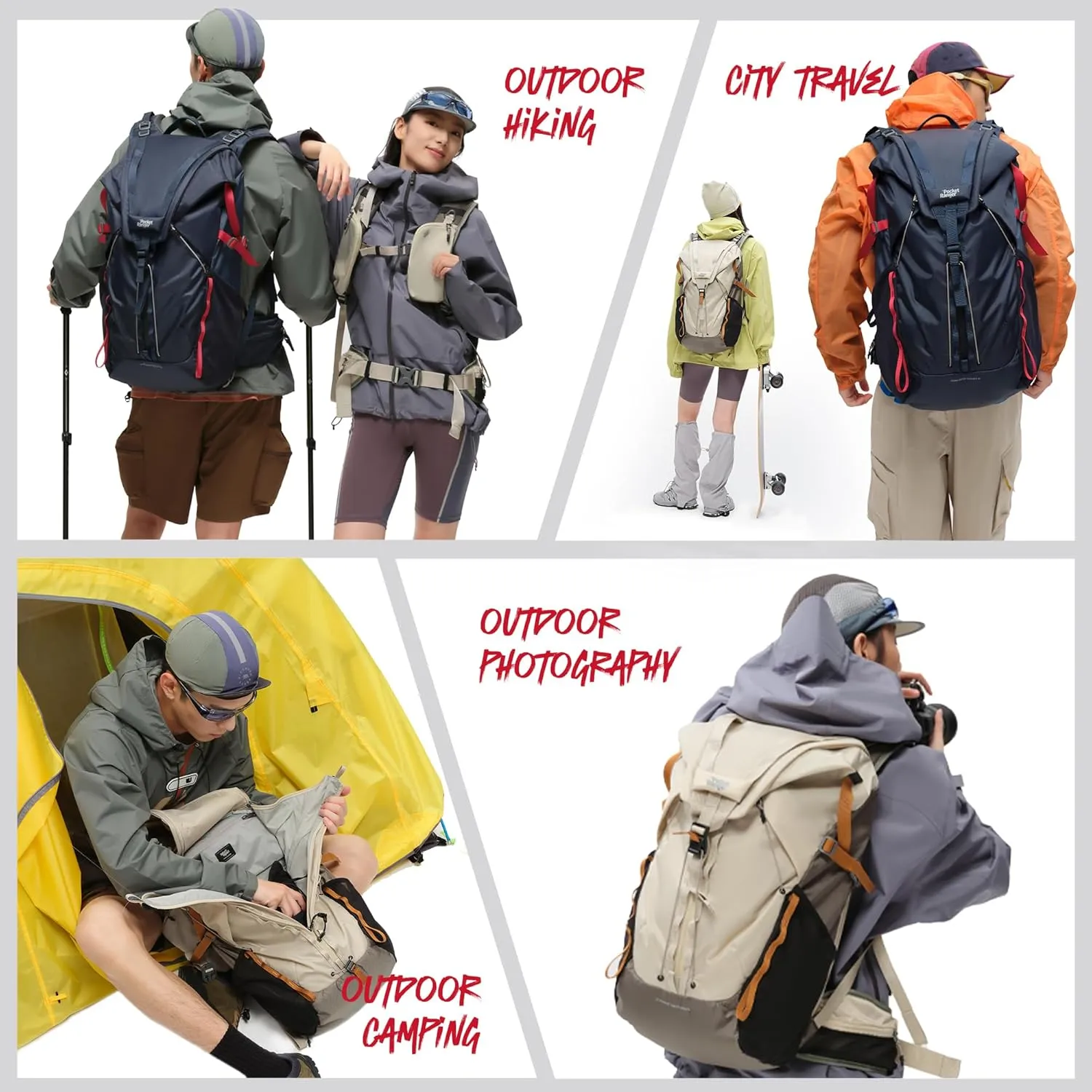 VSGO Pocket Ranger 35L 2-in-1 Photography & Outdoor Backpack  Lightweight Waterproof Camera Bag for Hiking, Mountaineering, Travel