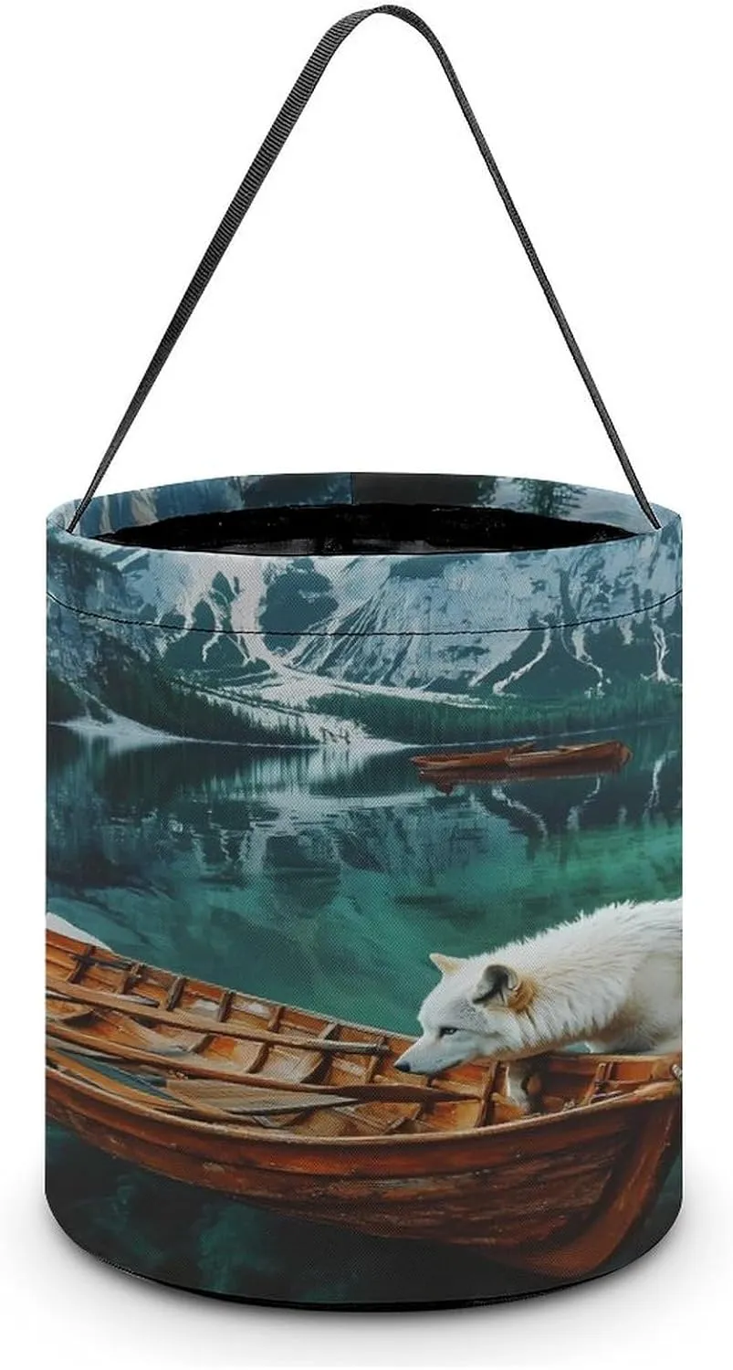 Wolf Boats In A Lake Italy Halloween Candy Bag Candy Tote Bucket Gift Bags Party Supplies for Women Men