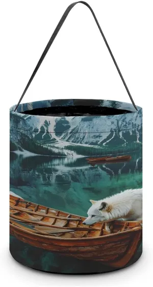 Wolf Boats In A Lake Italy Halloween Candy Bag Candy Tote Bucket Gift Bags Party Supplies for Women Men