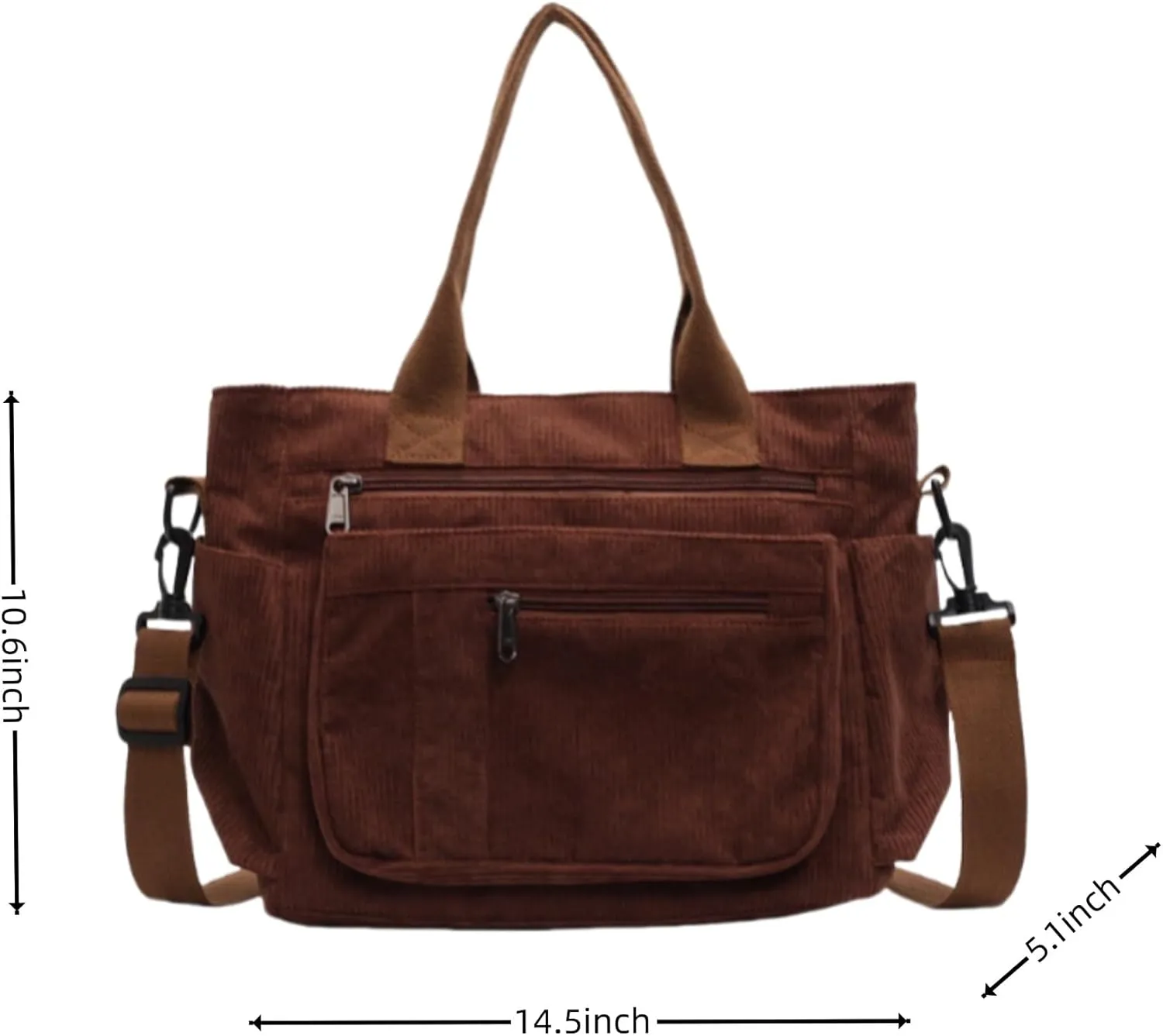 Women Corduroy Satchel Tote Bag Multi Pockets Large Capacity Totes Handbag Casual Work Meaaenger Purse,Green