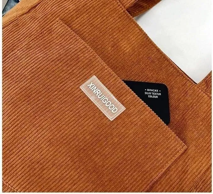Women Corduroy Tote Bag Large Shoulder Totes Bags Casual Shopping Work Handbag