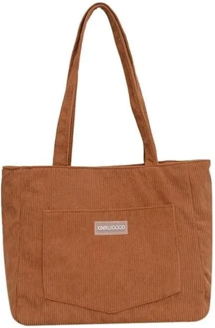 Women Corduroy Tote Bag Large Shoulder Totes Bags Casual Shopping Work Handbag