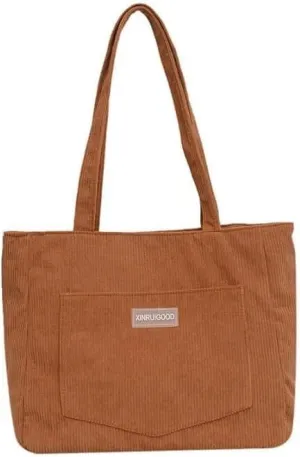 Women Corduroy Tote Bag Large Shoulder Totes Bags Casual Shopping Work Handbag
