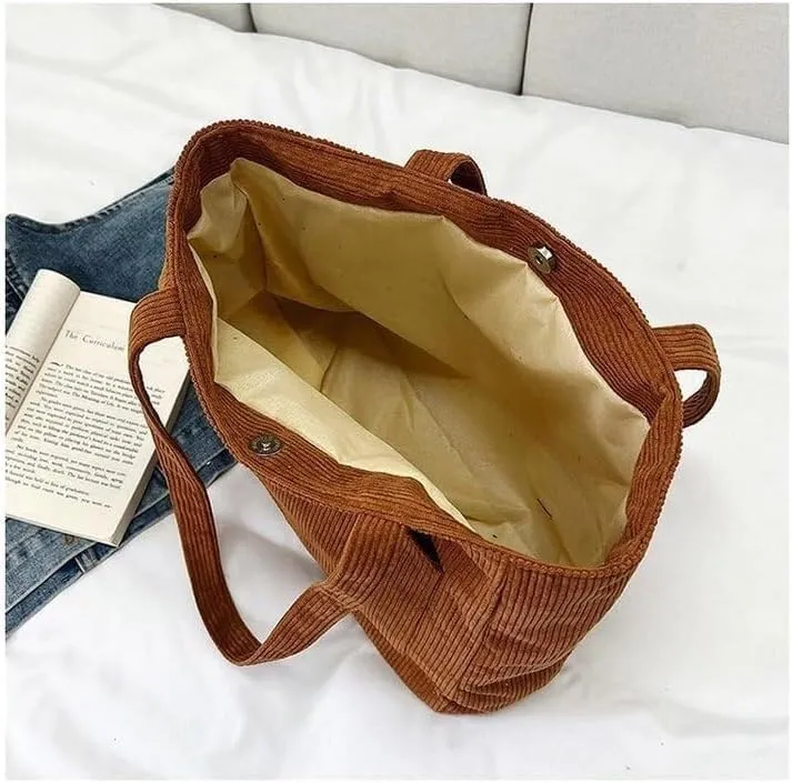 Women Corduroy Tote Bag Large Shoulder Totes Bags Casual Shopping Work Handbag
