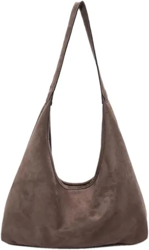 Women Faux Suede Tote Bag Fashion Shoulder Bag Large Capacity Trendy Carrying Bag Patchwork Shoulder Bag Stylish Tot