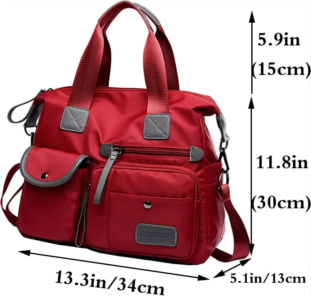 Women Ladies Multipocket Nylon Hobo Top-handle Bags Shoulder Crossbody Bag Totes Satchels Handbags and Purses