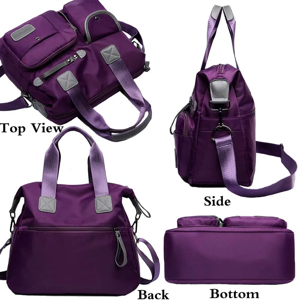 Women Ladies Multipocket Nylon Hobo Top-handle Bags Shoulder Crossbody Bag Totes Satchels Handbags and Purses