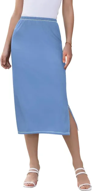 Women Midi Skirt Royal Blue Midi Skirts for Women with Slit Midi Active Skirt Bottom, Small