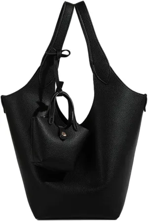 Women Trendy Bucket Shoulder Bag Vegan Leather Y2k Tote Crossbody Purse Large Working Handbags Top-handle Satchels