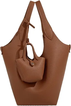 Women Trendy Bucket Shoulder Bag Vegan Leather Y2k Tote Crossbody Purse Large Working Handbags Top-handle Satchels
