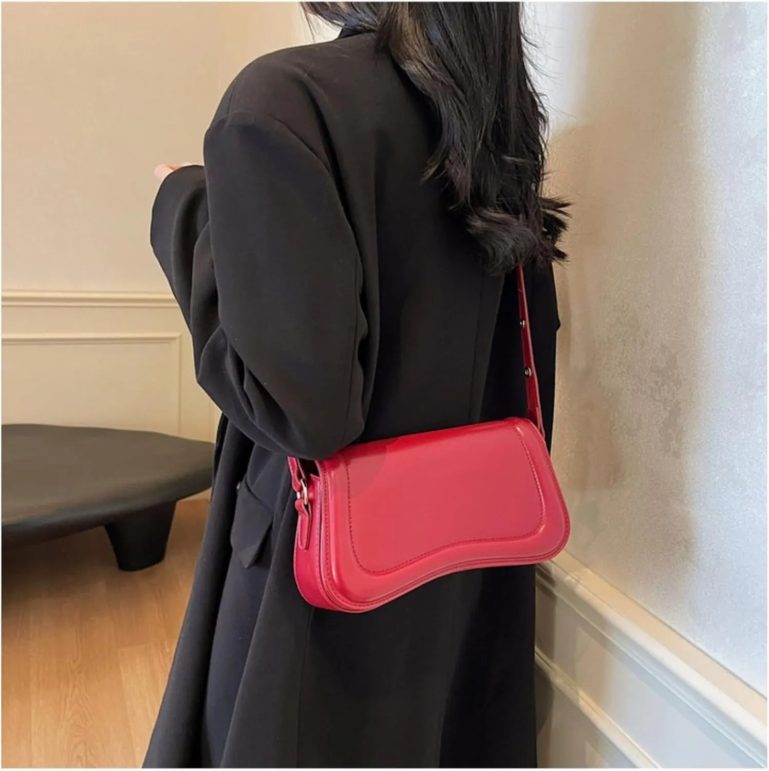 Women Vegan Leather Hobo Shoulder Bags Y2k Trendy Crossbody Purse Pu Leather Underarm Bag Adjustable Shoulder Purse