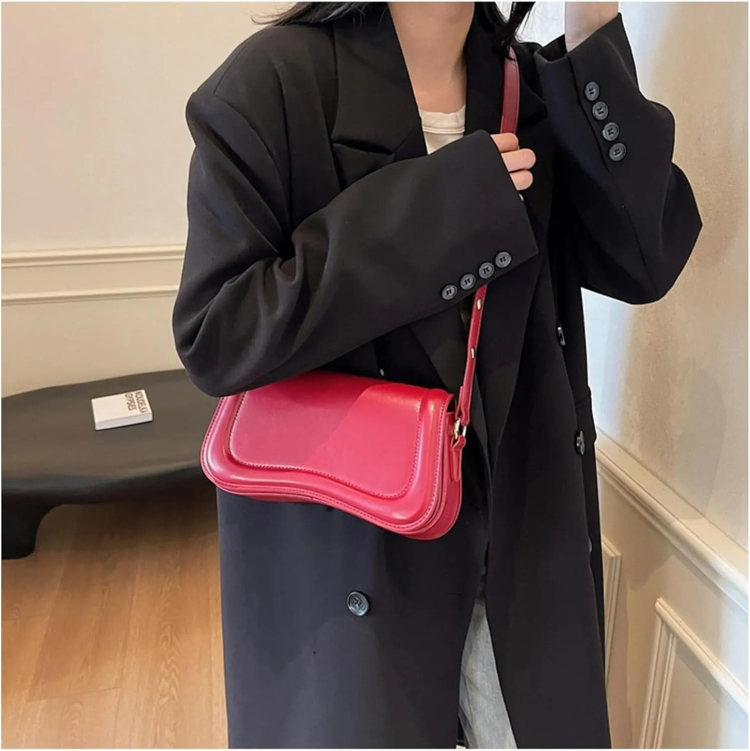 Women Vegan Leather Hobo Shoulder Bags Y2k Trendy Crossbody Purse Pu Leather Underarm Bag Adjustable Shoulder Purse