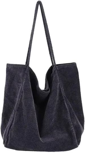 Womens Corduroy Tote Bag Large Canvas Shoulder Handbags Retro Casual Totes Shopping Bag for Travel Office