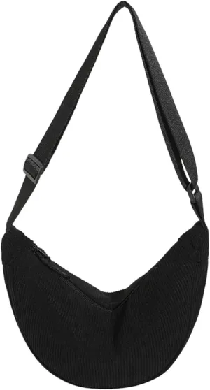 Women's Fashion Solid Color Cordulet Crossbody Bags Dumpling Bag Lightweight Underarm Bags Single (Black, One Size)