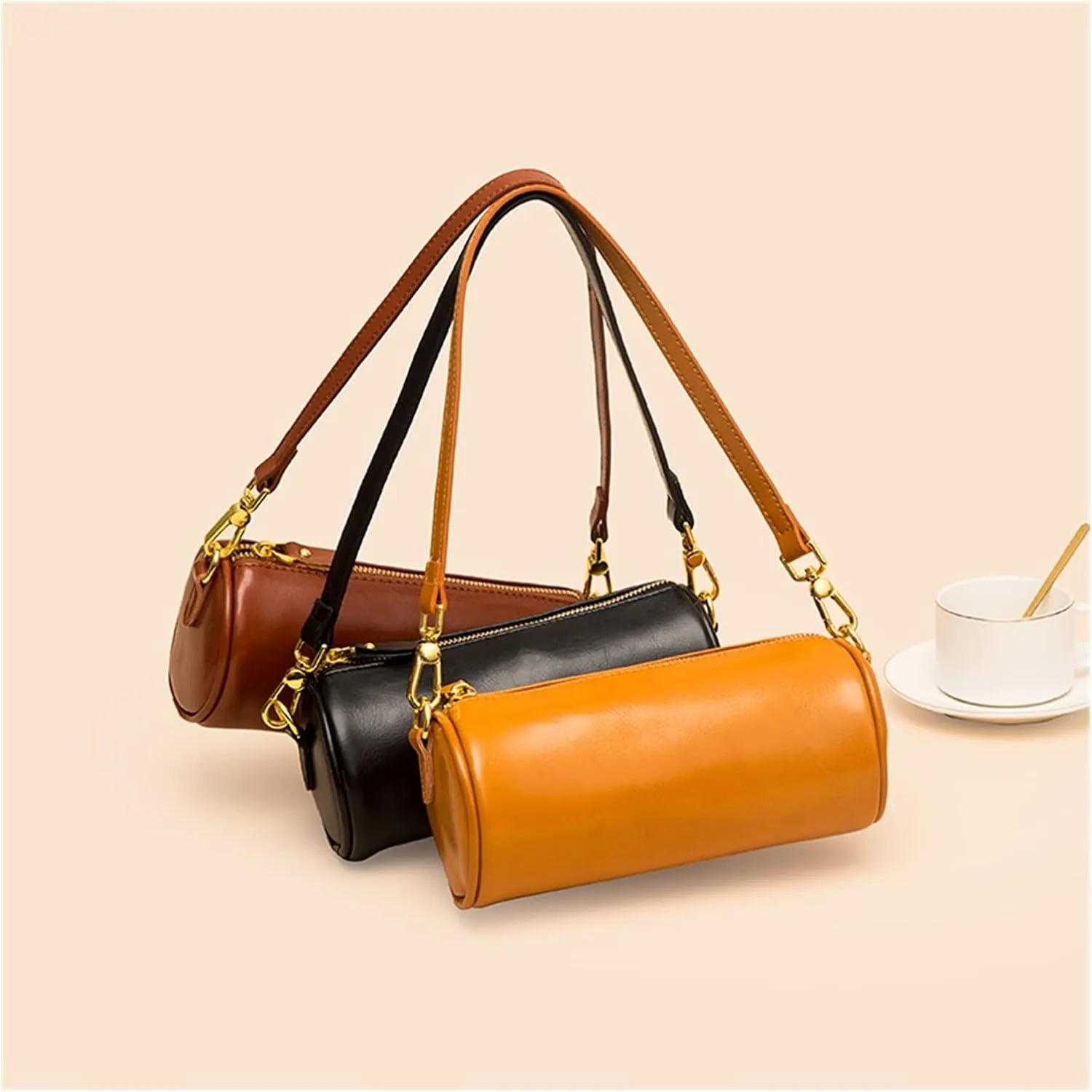 Womens Genuine Leather Shoulder Bags Small Messenger Bags Ladies Crossbody Bags For Women Shoulder Bags(Black)