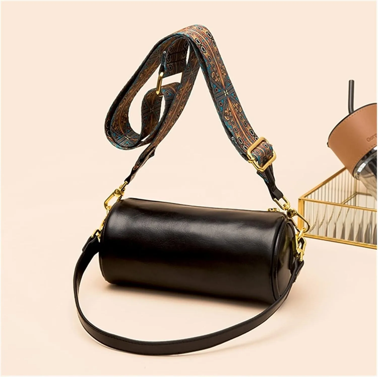 Womens Genuine Leather Shoulder Bags Small Messenger Bags Ladies Crossbody Bags For Women Shoulder Bags(Black)