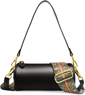 Womens Genuine Leather Shoulder Bags Small Messenger Bags Ladies Crossbody Bags For Women Shoulder Bags(Black)