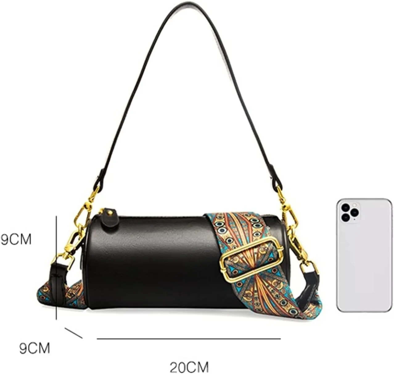 Womens Genuine Leather Shoulder Bags Small Messenger Bags Ladies Crossbody Bags For Women Shoulder Bags(Black)