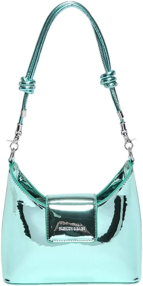 Women's Glossy Vegan Leather Shoulder Bag Small Y2k Crossbody Tote Purse Dumpling Handbag Top Handle Satchels