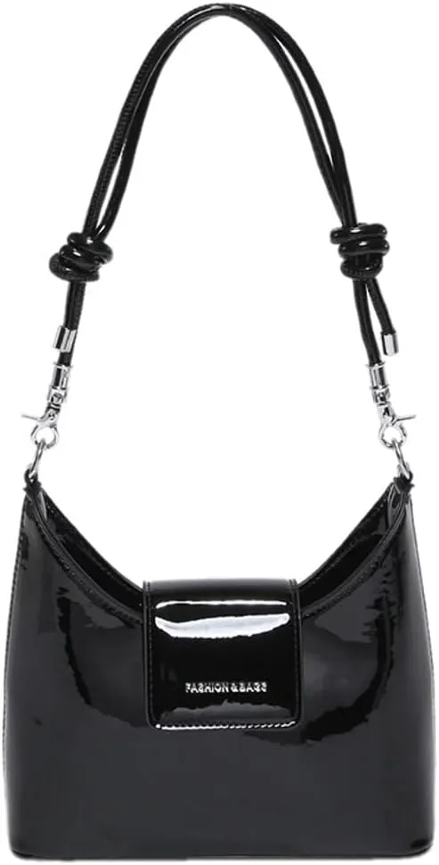 Women's Glossy Vegan Leather Shoulder Bag Small Y2k Crossbody Tote Purse Dumpling Handbag Top Handle Satchels