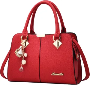 Women's Handbag Trendy Shoulder Crossbody Bag Bookish Messenger Bags (Red, One Size)