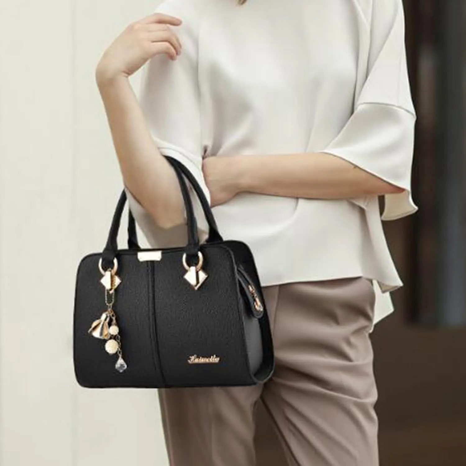 Women's Handbag Trendy Shoulder Crossbody Bag ish Messenger Bags Womens Tote Bags for Work (Black, One Size)