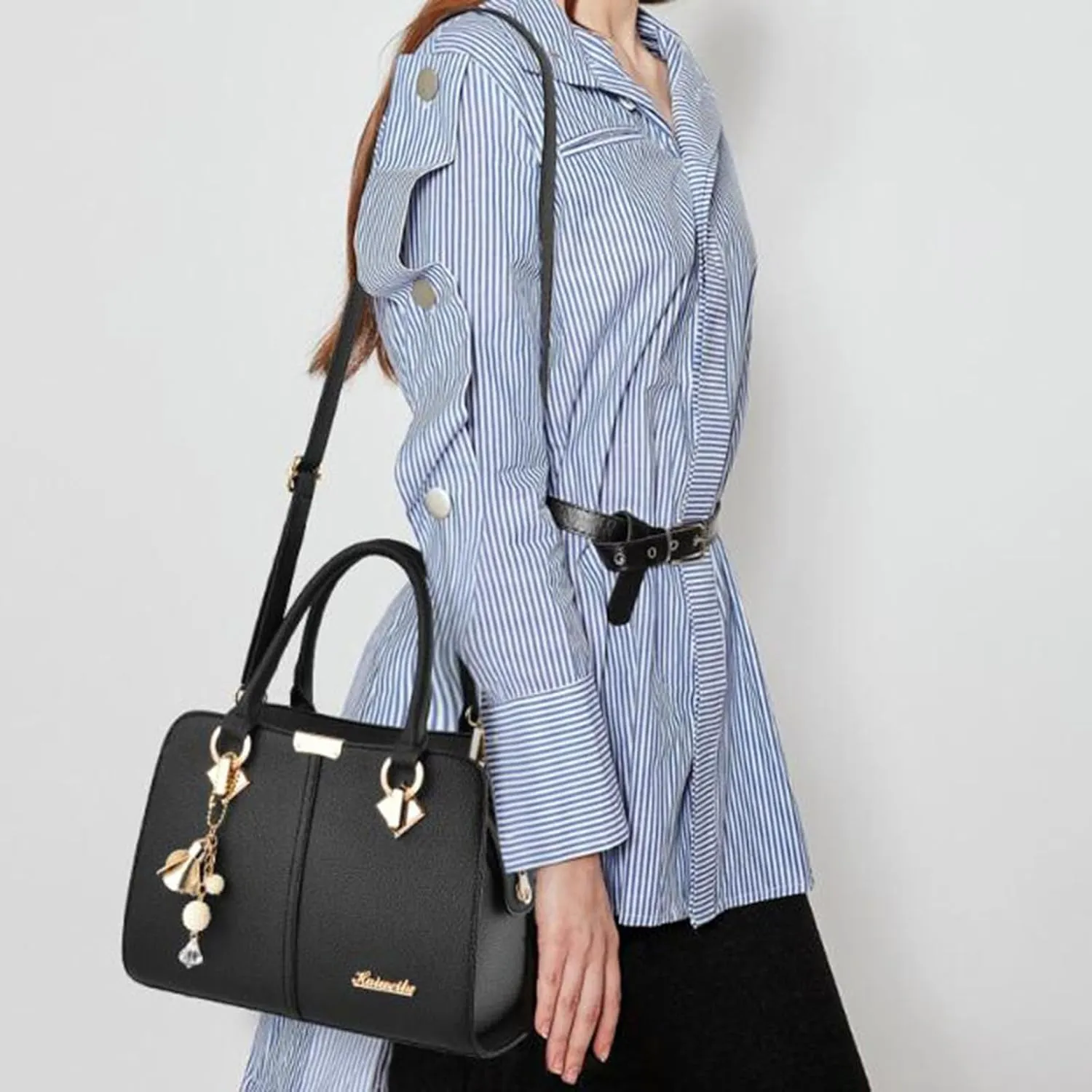 Women's Handbag Trendy Shoulder Crossbody Bag ish Messenger Bags Womens Tote Bags for Work (Black, One Size)