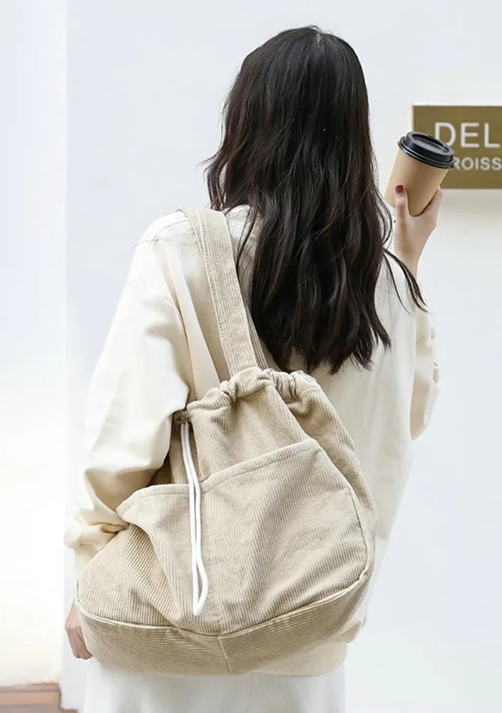 Women's Quilted Hobo Bag Corduroy Shoulder Purse Drawstring Canvas Handbag Large Totes Work Top Handle Bag