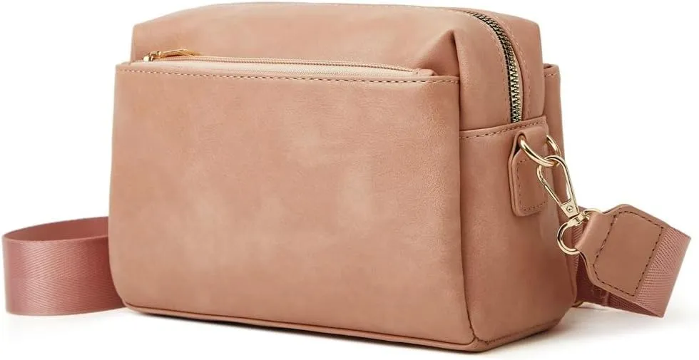 Women's Retro PU Leather Shoulder Crossbody Bag Small Totes Soft Handbag Fashion Purse Zipper Satchel