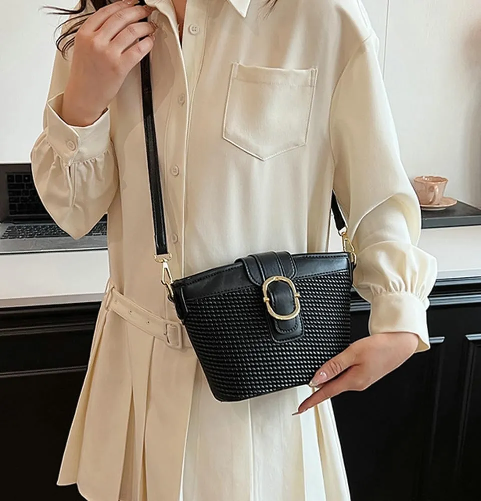 Womens Shoulder Crossbody Bag PU Leather Bucket Purse Small Totes Designer Handbag Cute Satchel Clutch 2024