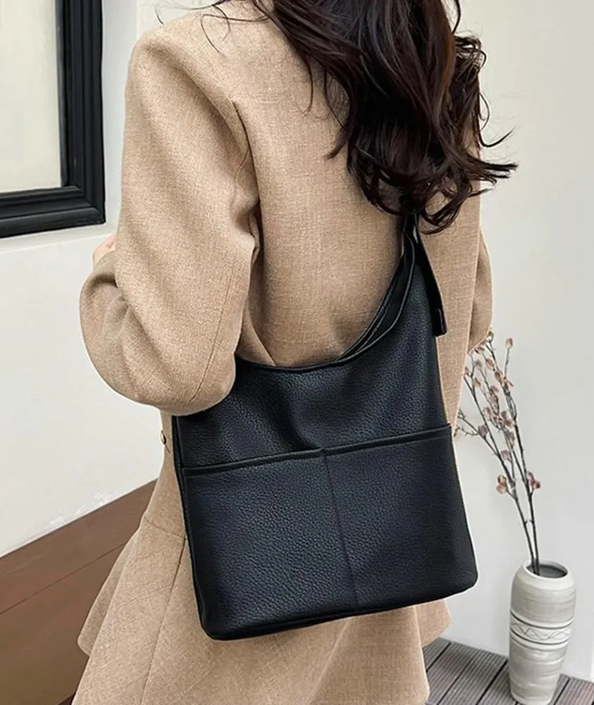 Women's Soft PU Leather Shoulder Crossbody Bag Large Bucket Totes Fashion Handbag Purse Top Handle Bag